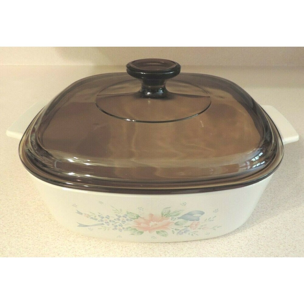 VINTAGE CORNING WARE w/ AMBER PYREX LID ' Symphony ' DESIGN 2 liter